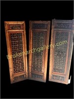 3 Hand Carved Asian Opium Bed Panels