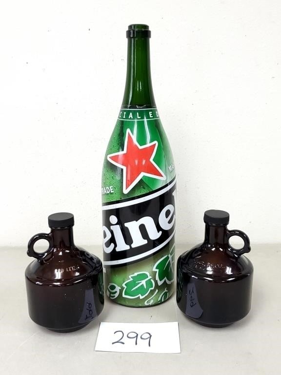 Heineken Display Bottle + 2 Growler Jugs (No Ship)