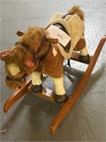 Playful plush rocking horse