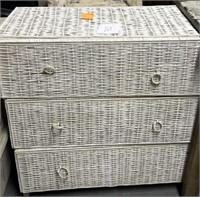 3 drawer wicker dresser; 29x16x29