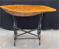 Wrought Iron Base Table w/Live Edge Wood Top