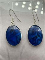 Sterling Silver Blue Abalone Earrings