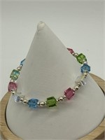 Sterling Silver Faceted AB Crystal Bracelet