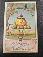 Antique AMP Embossed A Happy Hallowe'en Postcard-