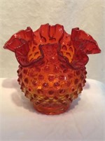 Fenton "Hobnail" Amberina Art Glass Vase