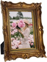 4X6 Vintage Picture Frame, Heavy Wood Gold Antique