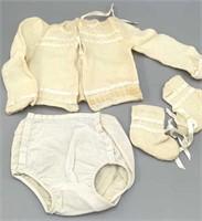 Vintage baby sweater/booties/pants