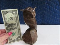 Carved Owl 6" Wooden Statue Figure