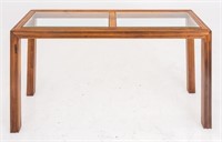 Modern Wood and Glass Table, 1980s