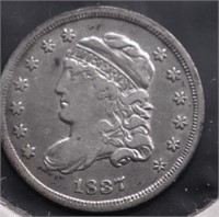 1837 BUST HALF DIME VF