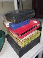 Stack of Misc. Jewelry Cases & Cigar Box