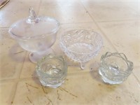 CANDY DISH-BOWL AND CANDLE HOLDERS