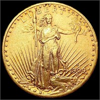 1909-S $20 Gold Double Eagle CHOICE AU