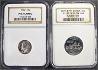 (2) SILVER NGC GRADED SLABS