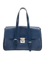 Louis Vuitton Blue Leather Silver-tone Shldr. Bag