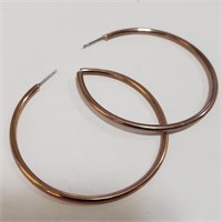 Rose Gold Toned Silver Hoop Earrings SJC