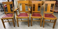 3 Oak Dining Chairs & 1 Captain's Chair