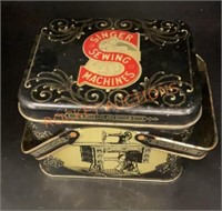 Vintage tin singer, sewing machine box with
