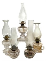 5 Vintage Glass Kerosene / Oil  Finger Lamps