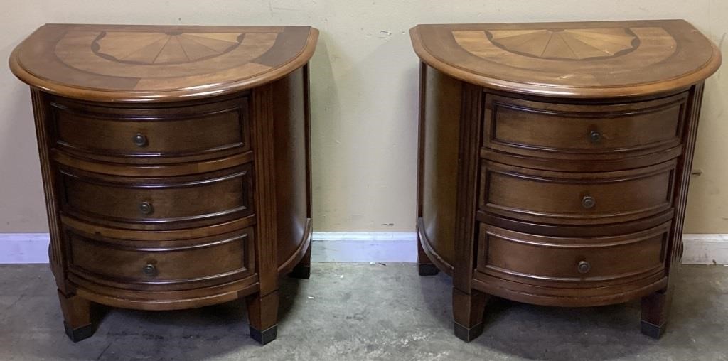 PAIR OF DEMI LUNE END TABLES