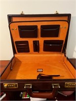 Vintage leather briefcase top grain leather