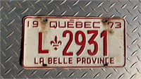 1973 QUEBEC LICENCE PLATE