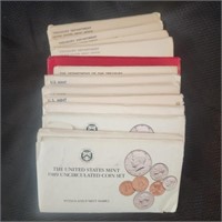 Thirteen (13) Mint sets 1968 through 1989