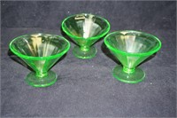 Set of 3 Vaseline Sherbet Glasses