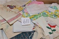 Box lot of vintage Table Scarfs & Aprons
