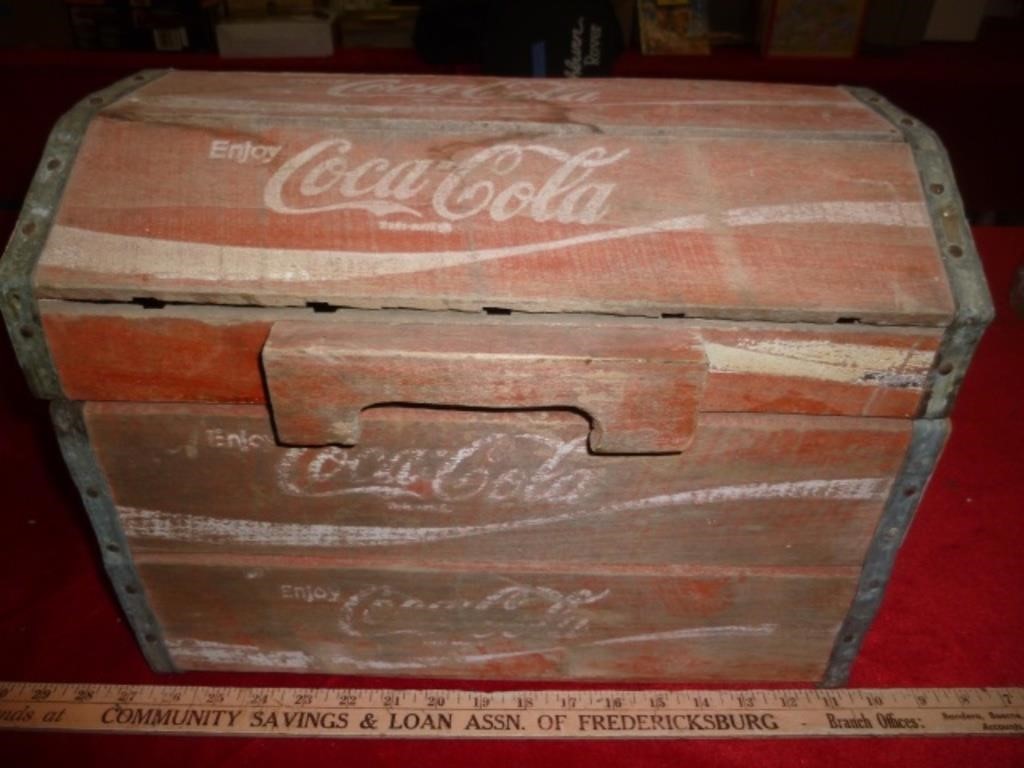 Coca Cola Crate Folk Art Wood Dome Top Trunk