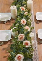 PARTY JOY 6.56ft Eucalyptus Garland with Flowers-8