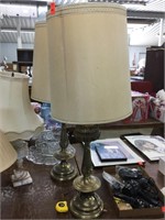 Two brass table lamps.  39” tall.  Heavy