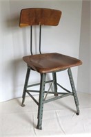 Industrial Steel & Wood Chair - 14" x H 31"