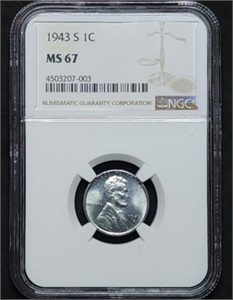 1943-S Lincoln Steel War Cent NGC MS67!