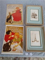 Two French Signed Prints in Frame without Glass