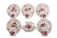 SIX 19th C VIENNA PORCELAIN COFFEE CUPS & SAUCERS
