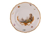 EARLY MEISSEN HAND-PAINTED PORCELAIN PLATE