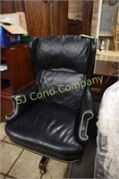 Black leather swivel office chair