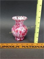 Victorian Cranberry Spatter Glass Vase