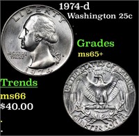 1974-d Washington Quarter 25c Grades GEM+ Unc