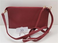 Unknown Maker Red Faux Leather 3 Pocket Purse