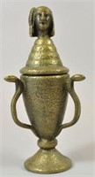 BRONZE LIDDED URN WITH SNAKES AND JEWELS