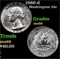 1980-d Washington Quarter 25c Grades GEM+ Unc