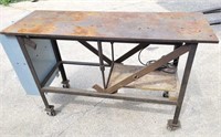 Steel Work Bench with Cabinet on the Side