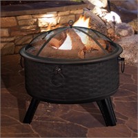 Round Woven Metal Fire Pit with Cover