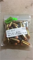 25 ROUNDS OF 45 ACP, VARIOUS BRASS BULLET & POWDER