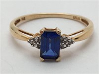 10k Gold Diamond & Sapphire Ring