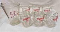 Budweiser Pitcher w/6 glasses