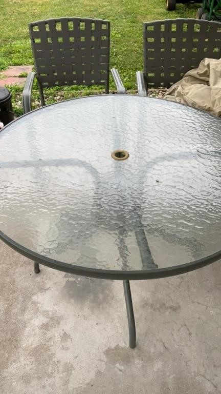 Round Glass Top Table with Chairs (2), Cover