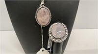 German Silver Rose Quartz  Ring & Pendant Necklace